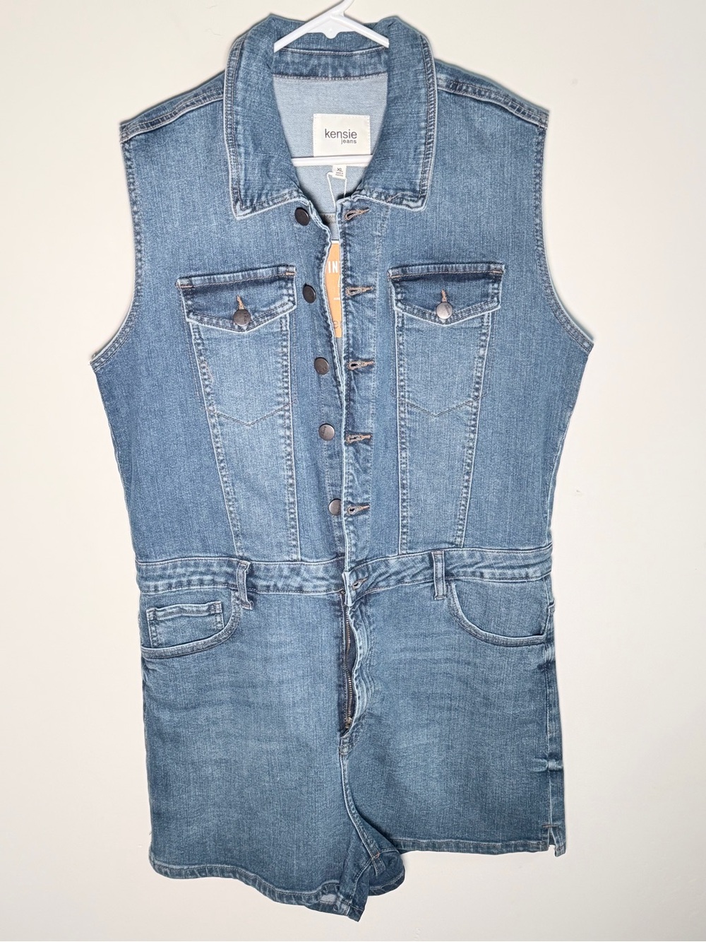 Kensie Light Blue Denim Sleeveless Shortalls